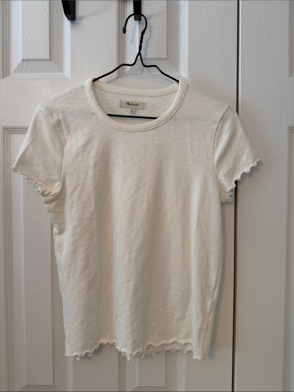 Madewell Cream Ruffle-Edge Short Sleeve Baby Tee